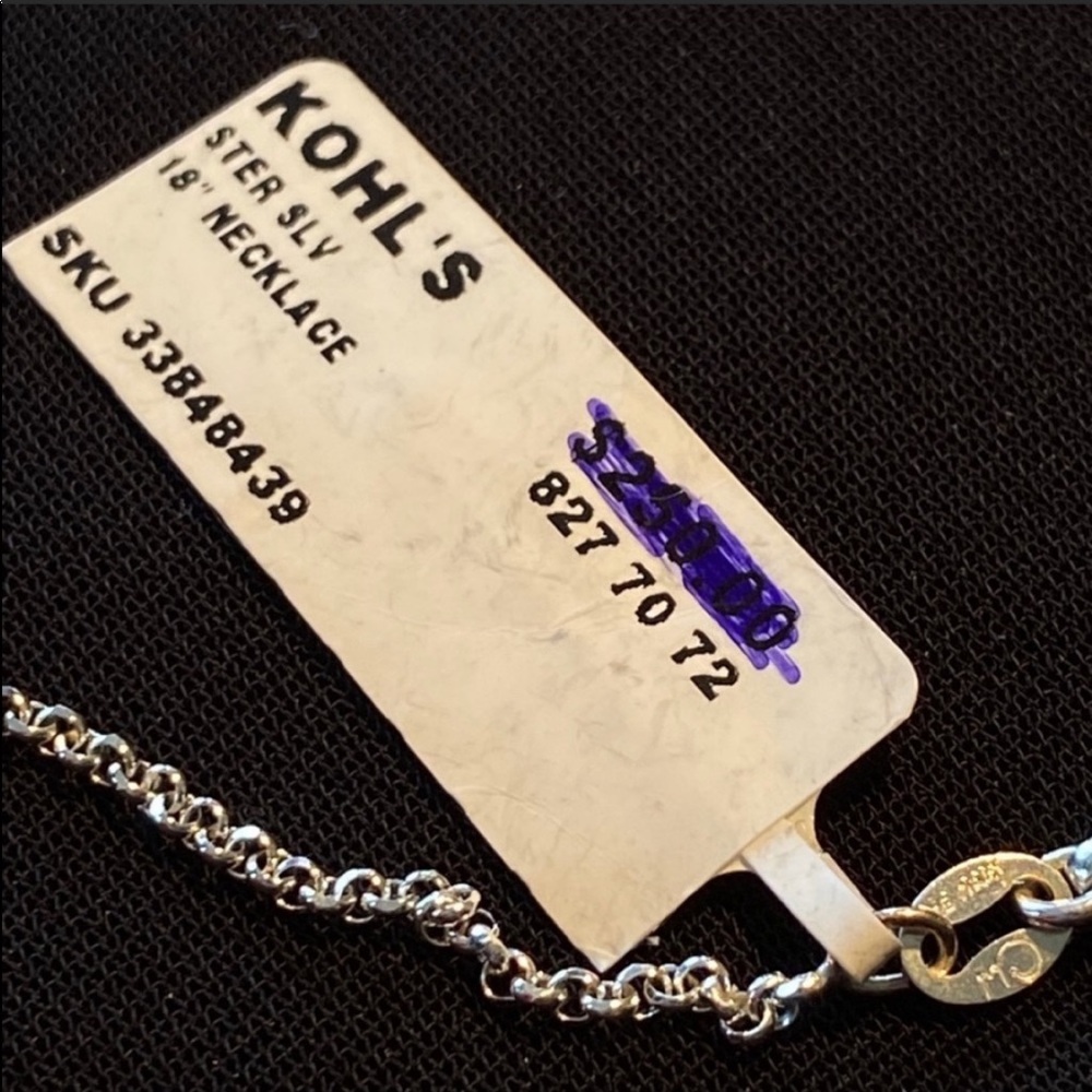 Sterling Silver Necklace 925 Italy 18” joined coiled circles rings NWT NEW - Picture 6 of 7